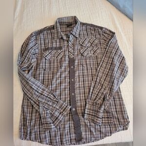 Irreverent Gray and Black Plaid Button front Shirt